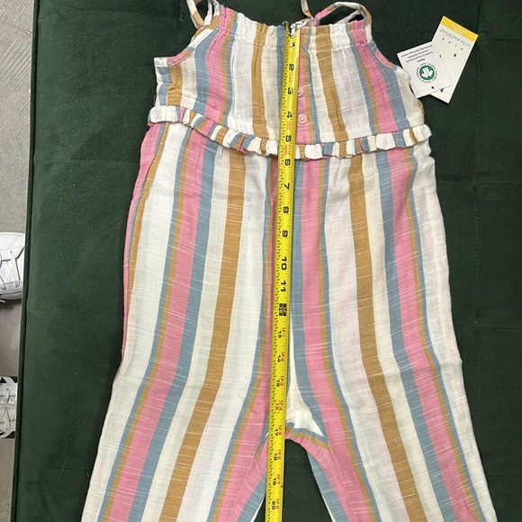 NWT Rise Little Earthling Organic Striped Romper Girl size 4-5 - Picture 8 of 9
